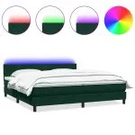 Pat box spring cu saltea, verde închis, 200×210 cm, catifea
