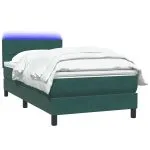Pat box spring cu saltea, verde închis, 90×220 cm, catifea