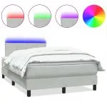 Pat box spring cu saltea, roz, 90×220 cm, catifea