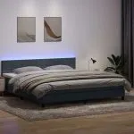 Pat box spring cu saltea, gri închis, 180×220 cm, catifea