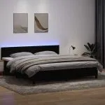 Pat box spring cu saltea, negru, 200×220 cm, catifea
