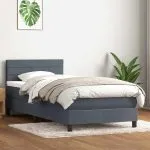 Pat box spring cu saltea, gri închis, 80×210 cm, catifea