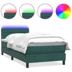 Pat box spring cu saltea, verde închis, 80×210 cm, catifea