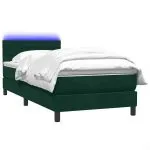 Pat box spring cu saltea, verde închis, 100×210 cm, catifea