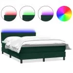 Pat box spring cu saltea, Verde închis, 140×210 cm, catifea