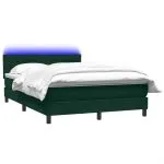 Pat box spring cu saltea, Verde închis, 140×210 cm, catifea