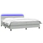 Pat continental cu saltea, gri deschis, 180×210 cm, catifea