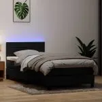 Pat box spring cu saltea, negru, 100×220 cm, catifea