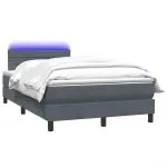 Pat box spring cu saltea, gri închis, 120×220 cm, catifea