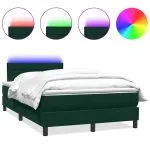Pat box spring cu saltea, verde închis, 120×220 cm, catifea