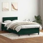 Pat box spring cu saltea, verde închis, 120×220 cm, catifea