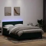 Pat box spring cu saltea, verde închis, 160×220 cm, catifea