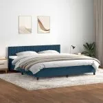 Pat box spring cu saltea, albastru închis, 200×210 cm, catifea