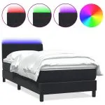 Pat box spring cu saltea, negru, 100×210 cm, catifea
