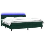 Pat box spring cu saltea, verde închis, 180×210 cm, catifea