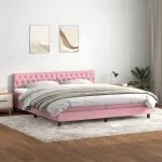 Pat box spring cu saltea, roz, 200×210 cm, catifea