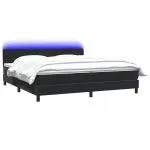 Pat box spring cu saltea, negru, 200×220 cm, catifea
