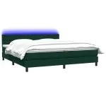 Pat box spring cu saltea, verde închis, 180×210 cm, catifea