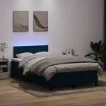 Pat box spring cu saltea, albastru închis, 120×220 cm, catifea