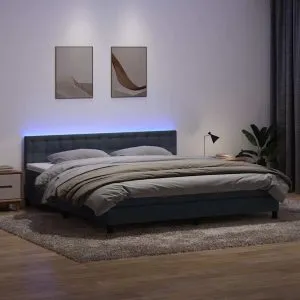 Pat box spring cu saltea, gri închis, 200×220 cm, catifea