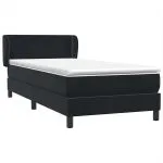 Pat box spring cu saltea, negru, 80×210 cm, catifea