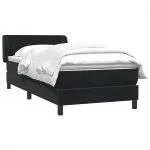 Pat box spring cu saltea, negru, 80×210 cm, catifea