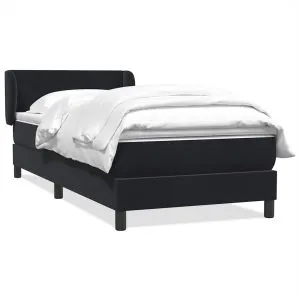 Pat box spring cu saltea, negru, 80×210 cm, catifea