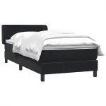 Pat box spring cu saltea, negru, 100×210 cm, catifea