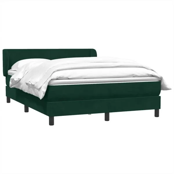 Pat box spring cu saltea, Verde închis, 140×210 cm, catifea