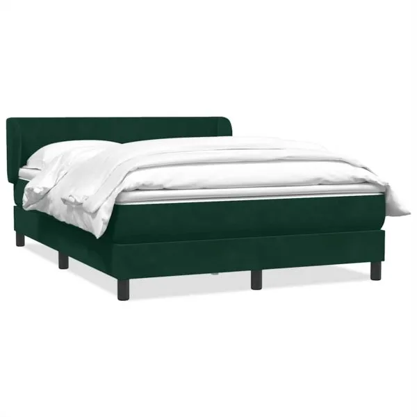 Pat box spring cu saltea, Verde închis, 140×210 cm, catifea