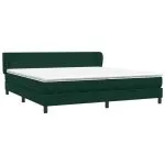 Pat cu arcuri cu saltele verde închis 180×210 cm catifea