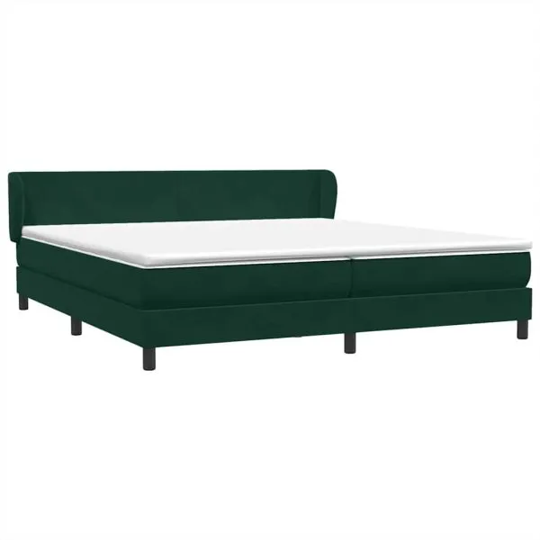 Pat cu arcuri cu saltele verde închis 180×210 cm catifea