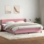 Pat cu arcuri cu saltele roz 180×210 cm catifea