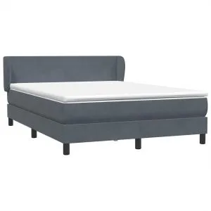 Pat box spring cu saltea, gri închis, 140×220 cm, catifea