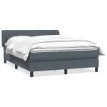 Pat box spring cu saltea, gri închis, 140×220 cm, catifea
