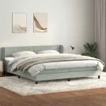 Pat cu arcuri cu saltele gri deschis 200×220 cm catifea