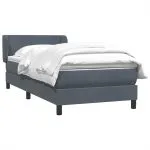 Pat box spring cu saltea, gri închis, 80×210 cm, catifea