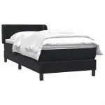 Pat box spring cu saltea, negru, 90×210 cm, catifea
