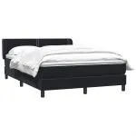 Pat box spring cu saltea, negru, 140×210 cm, catifea