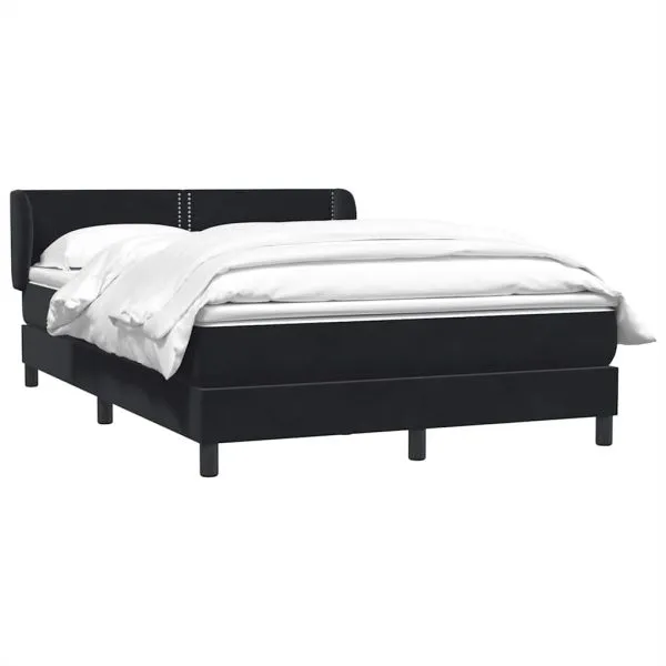 Pat box spring cu saltea, negru, 140×210 cm, catifea