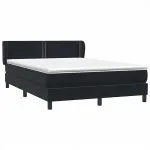 Pat box spring cu saltea, negru, 140×210 cm, catifea