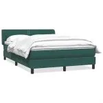 Pat box spring cu saltea, verde închis, 160×210 cm, catifea