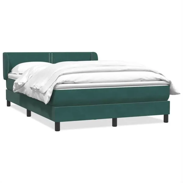 Pat box spring cu saltea, verde închis, 160×210 cm, catifea