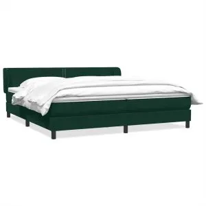 Pat cu arcuri cu saltele verde închis 200×210 cm catifea