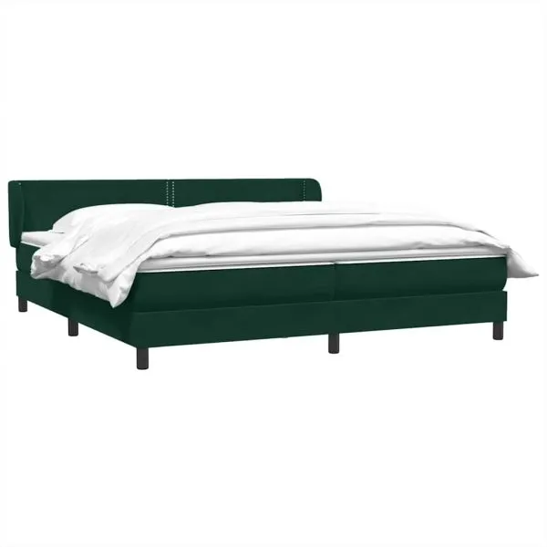 Pat cu arcuri cu saltele verde închis 200×210 cm catifea