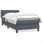Pat box spring cu saltea, gri închis, 100×220 cm, catifea