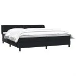 Pat cu arcuri cu saltele negru 180×220 cm catifea