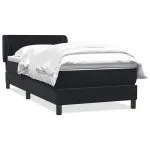 Pat box spring cu saltea, negru, 100×210 cm, catifea