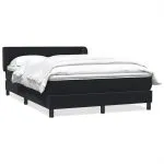 Pat box spring cu saltea, negru, 140×210 cm, catifea