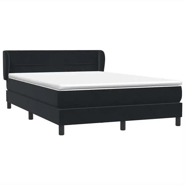 Pat box spring cu saltea, negru, 140×210 cm, catifea